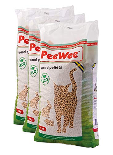 PeeWee 42 L / 27 KG Holzstreu Katzenstreu Einstreu Bio Öko Streu Pellets (3x9kg) von PeeWee