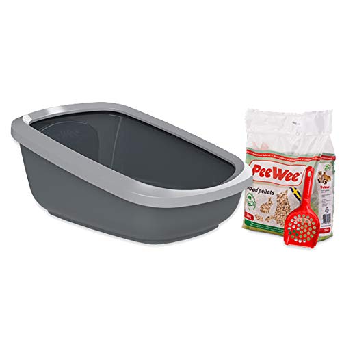 PeeWee Katzentoilette EcoGranda Katzenklo Schale offen Katzen WC inkl. 3kg Streu, Farbe:Grau PeeWee Katzentoilette EcoGranda Katzenklo Schale offen Katzen WC inkl. 3kg Streu, Farbe:Grau von PeeWee