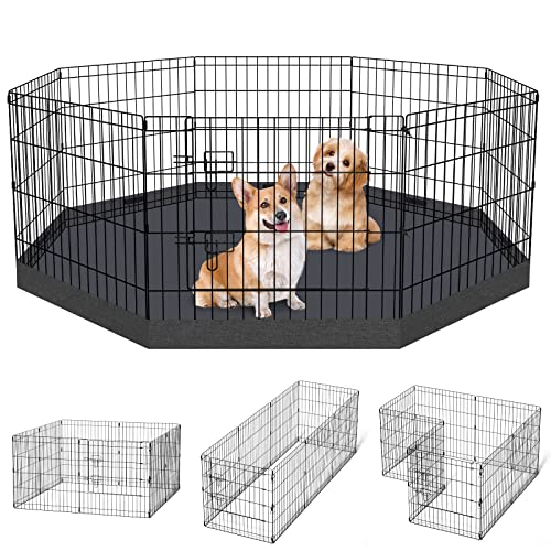 Hunde-Stift, Laufgitter, Hundezaun, für den Innenbereich, faltbar, Metalldraht, Übung, Welpen, Spielhof, Haustiergehege, für drinnen und draußen, mit unterer Abdeckung, Schwarz mit unterem Pad Hunde-Stift, Laufgitter, Hundezaun, für den Innenbereich, faltbar, Metalldraht, Übung, Welpen, Spielhof, Haustiergehege, für drinnen und draußen, mit unterer Abdeckung, Schwarz mit unterem Pad von Peekaboo