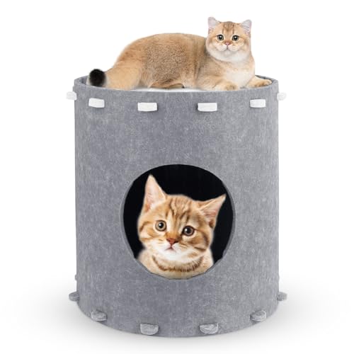 Katzenhöhle für Katzen,katzenbett,Filz-Katzenhöhle, Filz-Katzenbett,Guckkasten zum Spielen,Winterfest,Schutz der Katzennägel,41x41x42 Grau Katzenhöhle für Katzen,katzenbett,Filz-Katzenhöhle, Filz-Katzenbett,Guckkasten zum Spielen,Winterfest,Schutz der Katzennägel,41x41x42 Grau von Peelanmall