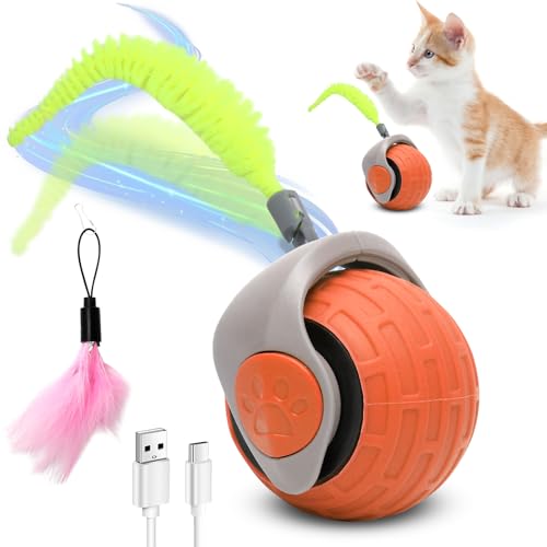 Katzenspielzeug, Interaktives Hundespielzeug Ball, 2025 Neu Magic Ball Hund, Spielball Hund Elektrisch, Katzenspielzeug Selbstbeschäftigung mit Ersatzschwanz (orange Color) von Peelanmall