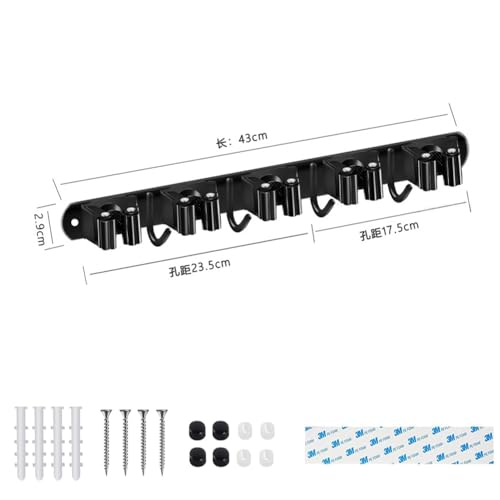 Peelanmall Besenhalterung Wand, Werkzeugwand, Gartengerätehalter Edelstahl mit 5 Halter 4 Haken, Gartengeräte Aufhängung für Garage, Küche, Geräteschuppen, Keller, Ohne Bohren von Peelanmall