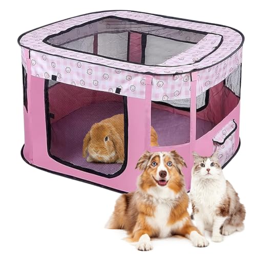 Welpenlaufstall Tierlaufstall Faltbar für Hunde,Welpenauslauf Oxford-Gewebe Hundehütte,Welpenauslauf Rechteckiges Zelt für Hunde Hasen Meerschweinchen Katzen für innern oder außen,70x55x40cm Rosa Welpenlaufstall Tierlaufstall Faltbar für Hunde,Welpenauslauf Oxford-Gewebe Hundehütte,Welpenauslauf Rechteckiges Zelt für Hunde Hasen Meerschweinchen Katzen für innern oder außen,70x55x40cm Rosa von Peelanmall