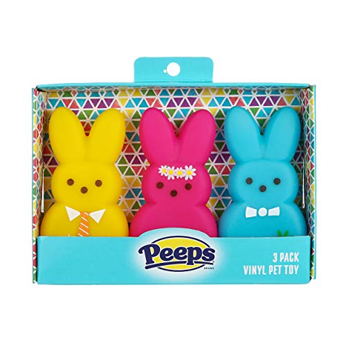 Peeps for Pets Hundespielzeug aus Vinyl, 10,2 cm, mit Quietschelement, lustig, niedlich und quietschend, 3 Stück, Gelb/Rosa/Blau Peeps for Pets Hundespielzeug aus Vinyl, 10,2 cm, mit Quietschelement, lustig, niedlich und quietschend, 3 Stück, Gelb/Rosa/Blau von Peeps