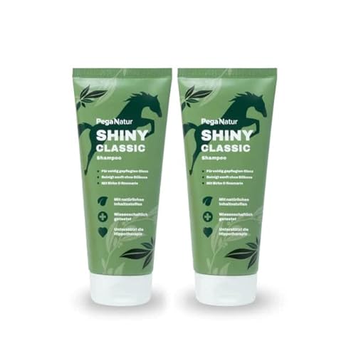 PegaNatur Shiny Classic Pferdeshampoo [+Bio Aloe Vera] 200ml mit Kokosöl, Vitamin E, Rosmarin & ätherische Öle reinigt sanft & effektiv! ph neutrales Shampoo Fell Pflege Pferde Zubehör Horse Pferd von PegaNatur