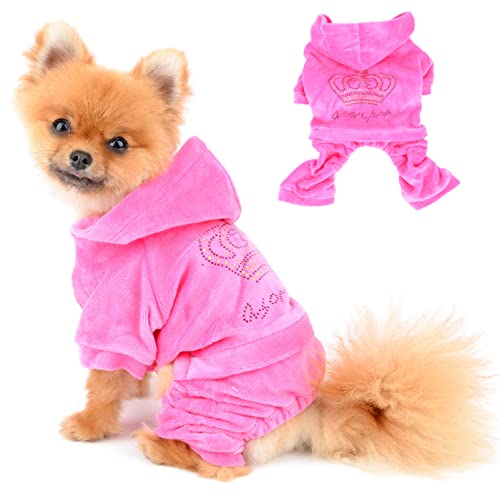 Pegasus SELMAI Kapuzenpullis für Hunde Sport Outfits Kostüme für Kleine Hunde Bekleidung Weicher Samt Winterjacken Wintermäntel für Haustier Welpen Chihuahua Gehen Ausbildung Draussen Rosa M von SELMAI