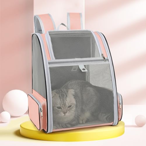 Haustier-Rucksack für Hunde,Katzen,Welpen,Vollständig Belüftetes Netzgewebe,Weich,Faltbar,Entworfen für Reisen,Wandern,Spaziergänge und den Außenbereich (Rosa) von Peiaw