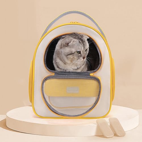 Haustier Rucksack mit Netzfenster,Katzenrucksack, Hunderucksack für Katzen Hunde Welpen mit Fenster, Haustier Rucksack cat Backpack Dog Backpack mit Atmungsaktivem Mesh für Wandern - Rosa von Peiaw