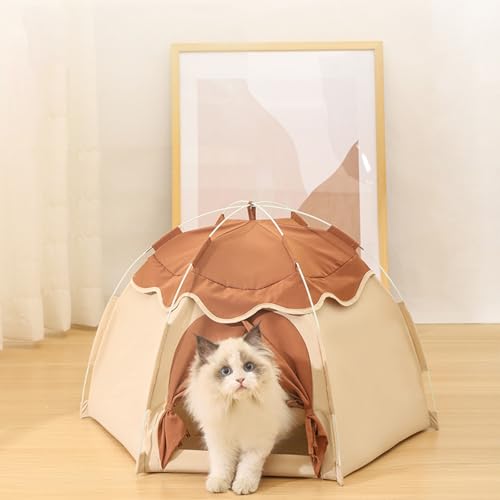 Hunde/Katzenzeltbett,Katzenbett mit Integriertem Kissen,Atmungsaktives,Kompakt und Lichtblockierend,Waschbares Hundehaus Für Drinnen Und Draußen,Tragbares Katzen Höhle,Für Kätzchen,Welpen,usw von Peiaw