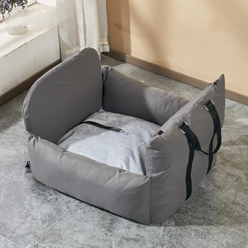 Hunde Autositz,Hundesitz Auto für Kleine & Mittlere Hunde Unter 11KG,Abnehmbarer und Waschbarer Auto Reise Hundebett mit Sicherheitsgurt für Rück- und Vordersitz (Grau) von Peiaw