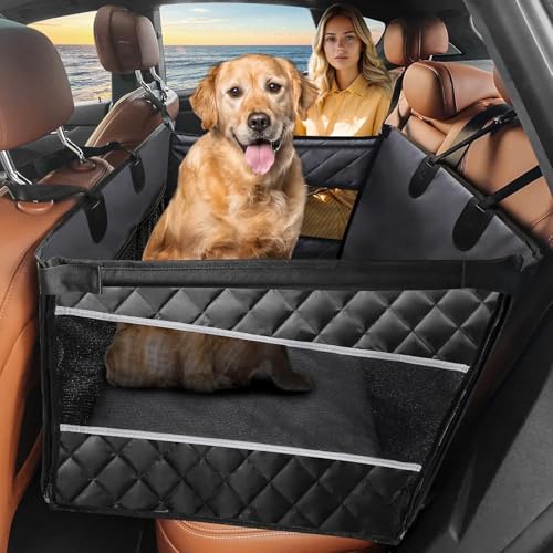Hunde Hartboden-Autositzerweiterung Einzelsitz Auto,robuster Sicherheits-Autositz für Hunde,atmungsaktiv,Kratzfest,Wasserdichter Autositz Hund mit Sicherheitsgurt,Hundekorb Auto für Rück von Peiaw