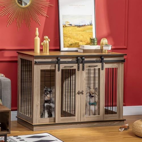Hundekäfig Möbel mit Abschließbar Schiebetüren Moderne Metall Hundebox,Hundebox Beistelltisch mit herausnehmbaren Trennwänden,geeignet für einen großen Hund oder Zwei kleine Hunde Hundekäfig Möbel mit Abschließbar Schiebetüren Moderne Metall Hundebox,Hundebox Beistelltisch mit herausnehmbaren Trennwänden,geeignet für einen großen Hund oder Zwei kleine Hunde von Peiaw
