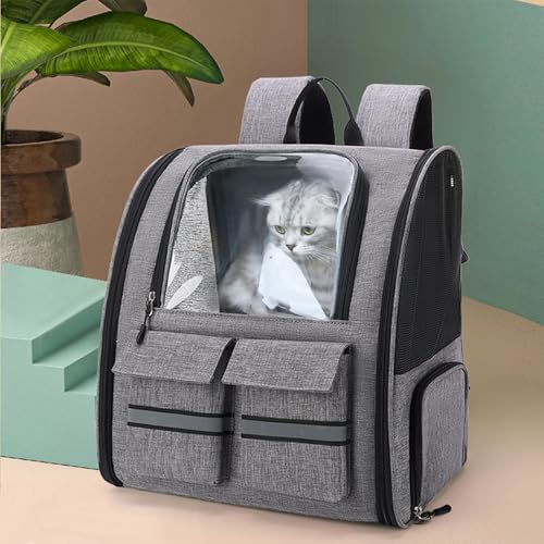 Hundetrolley Faltbarer Hunderucksack,Hundetrolley mit Rollen,Katzenrucksack mit Teleskopgriff,Hunderucksack Katzentasche Haustier Rucksack,Hundebox für Kleine Katzen Hunde bis 15 kg,Grau von Peiaw