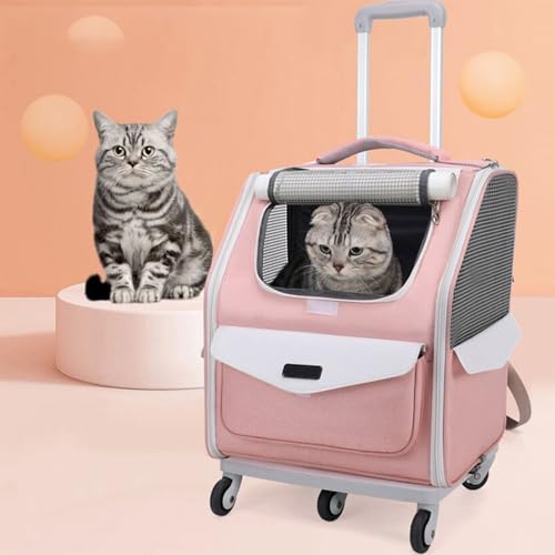 Hundetrolley mit Rollen,Katzenrucksack mit Teleskopgriff,Transportbox Transporttasche für Auto,Hunderucksack Katzentasche Haustier Rucksack,Hundebox für kleine Katzen Hunde bis 8 kg,Rosa Hundetrolley mit Rollen,Katzenrucksack mit Teleskopgriff,Transportbox Transporttasche für Auto,Hunderucksack Katzentasche Haustier Rucksack,Hundebox für kleine Katzen Hunde bis 8 kg,Rosa von Peiaw