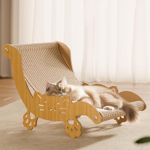 Katzen Sisal Stuhl,Stuhl Katzen Aussehen,Kratzstuhl,140°-Körperformpassung,Leicht zu Reinigen,53cm Platz zum Strecken,Kratzmatte für gesunde Krallen & Bequemes Liegen für Welpen Und Kleintiere (Groß) von Peiaw