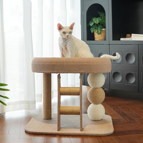 Katzenbaum Katzenmöbel mit Ovale Bett,Hanfseilpfosten,Kugelpfosten und Treppe,Gemütliche Liegefläche Mehrschichtiger Stabiler Katzenkratzbaum,Geeignet für Mehrkatzenhaushalte,Spielbaum für Katzen von Peiaw