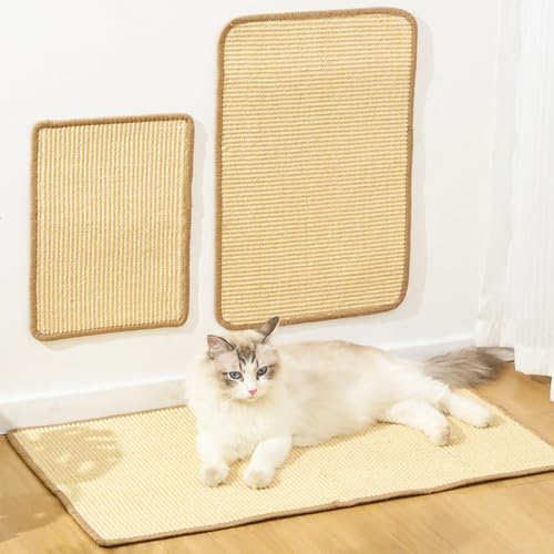 Kratzmatte Katze,Natürliche Katzenkratzbretter Sisal Kratzteppich,Kratzbretter Katze Wand,Widerstandsfähig Katzenmöbel Fußmatte Sisalmatte Kratzpads für Katzen,Beige (50 * 90cm) von Peiaw