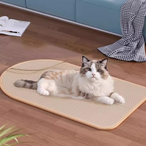 Kratzmatte Katze mit Spielball,Sisal Teppich Katzen Kratzbrett Wand,2 Stile (Oval & Rechteck) zur Auswahl,Katzenkratzbretter Kratzmatte für Schützt Teppiche und Sofas (Mittel, Oval) von Peiaw