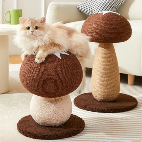 Pilzförmiger Katzenkratzbaum aus Natur Sisalseil,Kleiner Katzenbaum für Indoor,Kratzstamm für Klettern & Klauenpflege,2 Größen (35/50cm),Stabiler Kratzspielzeug für Stubentiger (Klein) von Peiaw