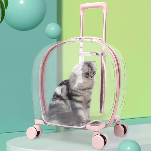 Transparente Transportbox für Haustiere,Atmungsaktive und Leichte Hundetasche,Atmungsaktive Katzentransportbox mit Einziehbarer Stange und Rollenden Rädern,Tragbarer Katzentrolley für Reisen Transparente Transportbox für Haustiere,Atmungsaktive und Leichte Hundetasche,Atmungsaktive Katzentransportbox mit Einziehbarer Stange und Rollenden Rädern,Tragbarer Katzentrolley für Reisen von Peiaw