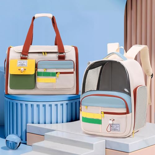 Transporttasche Katze,Modischer Haustier-Transportrucksack,Leichtes Design mit Mehrseitiger Belüftung,Großem Eingang & Trolley-Halterung,Ideal für Katzen & Kleintiere,Zwei Stile Verfügbar (Handheld) von Peiaw