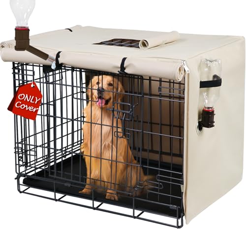 Peipaws Abdeckung für Hundekäfige, 106,7 cm, 3 Türen, wasserdicht, 600D-Oxford-Gewebe, Käfigabdeckungen mit Wasserflaschendüse, damit Hunde jederzeit Wasser trinken können. Beige (nur Abdeckung) Peipaws Abdeckung für Hundekäfige, 106,7 cm, 3 Türen, wasserdicht, 600D-Oxford-Gewebe, Käfigabdeckungen mit Wasserflaschendüse, damit Hunde jederzeit Wasser trinken können. Beige (nur Abdeckung) von Peipaws