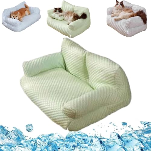 Kühlendes Haustierbett aus Eisseide, atmungsaktiv, waschbar, Hundesofa, kühlendes Bett, Sommer, kühles Eisseidenbett, atmungsaktiv, waschbar, Haustierbetten für Katze und Hund (Grün, L) von Pelinuar