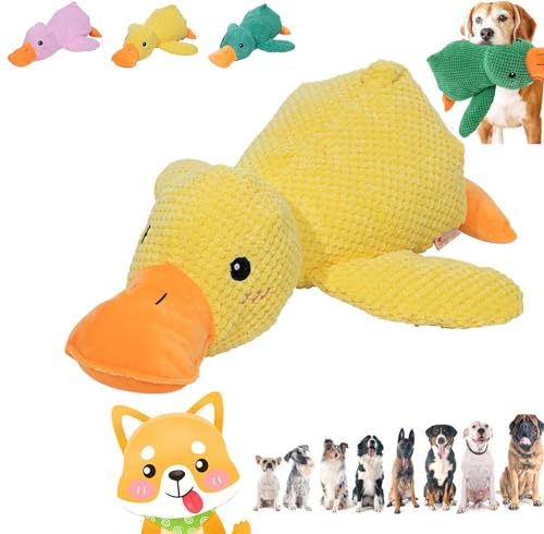 Pelinuar Zentric Quack-Quack-Ente Hundespielzeug, Zentric Plüsch-Hundespielzeug, Entenquack-Hundespielzeug, Plüschtiere, Kauspielzeug, Quietschendes Hundespielzeug, Quackende Ente für Hunde (Gelb) von Pelinuar