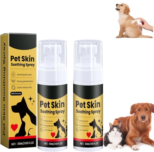 Pet Skin Treatment Spray,Dogs Skin Repair Spray,Itch Relief Sprays,Pet Wound Care Spray,Helps Alleviate Allergies Dry Itchy Skin for Dogs and Cats (2 Pcs) von Pelinuar