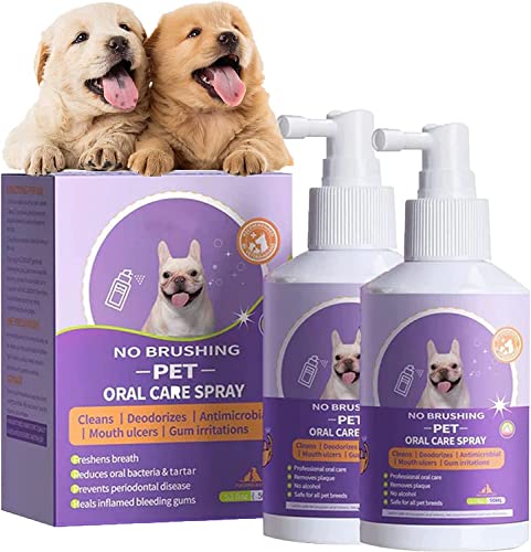 Teeth Cleaning Spray for Dogs & Cats, Pet Oral Spray Clean Teeth,Pet Breath Freshener Spray Care Cleaner,Eliminate Bad Breath, Targets Tartar & Plaque (2 Pcs) von Pelinuar
