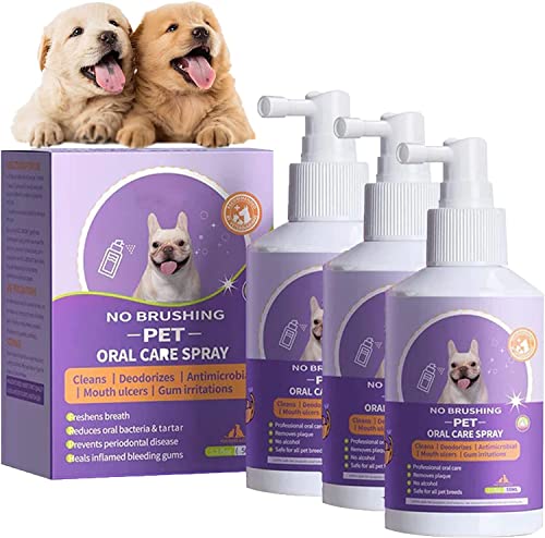 Teeth Cleaning Spray for Dogs & Cats, Pet Oral Spray Clean Teeth,Pet Breath Freshener Spray Care Cleaner,Eliminate Bad Breath, Targets Tartar & Plaque (3 Pcs) von Pelinuar