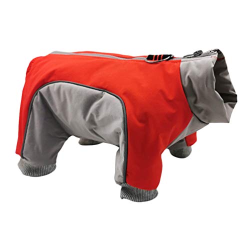 PengGengA Haustier Hund Kleidung 2-lagige mit Fleece Gefütterte Hundejacke Winddicht Hundemantel Reißverschluss 4-beinige Hunde Overall Jacken (Rot, 3XL) von PengGengA