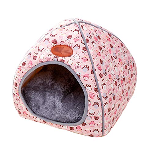 PengGengA Haustier Nest Soft Katzenhöhle Portable Faltbare Hundebett Katzenbett Geeignet für Katzen und Kleine Hunde (Rosa, L) von PengGengA