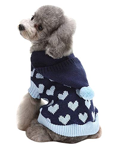 PengGengA Hunde Hoodie Kapuzenpullover Soft Bequem Sweatshirt Katze Hund Pullover Haustier Mantel Hund Jumper Weihnachten Blau 3 L von PengGengA