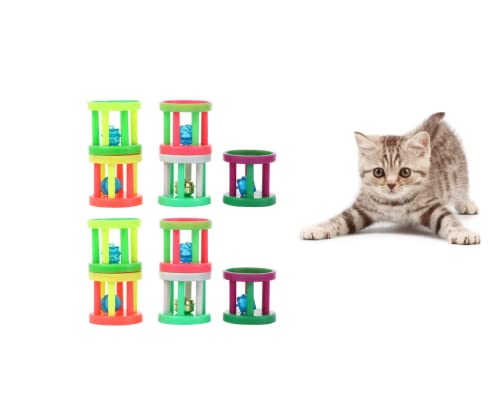 10 Stück Haustierglockenbälle Kunststoff Klingelrolle Spielzeug Zylinderform Teasing Spielzeug für Haustiere Jagd Sport (zufällige Farbe) von PengLAI