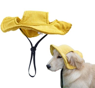 PengLAI Hundemütze, Sommerhut, Sonnenschutzhut, verstellbare Baseballmütze für Haustiere, Katzen, Hunde, Visierkappe mit Ohrlöchern, gute Kleidung und Zubehör für Hunde (gelb, S) von PengLAI