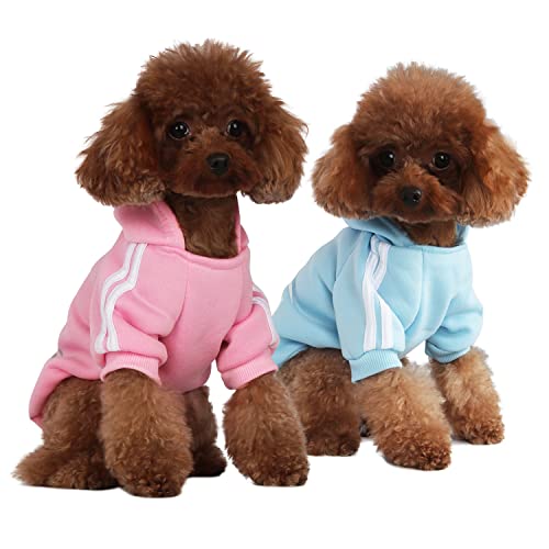 Mode Hund Hoodie Hundekleidung Streetwear Reine Baumwolle Sweatshirt Hund Katze Welpe klein mittelgroß Mode Outfit (Hellblau/Rosa, L) von PenghaiYunfei
