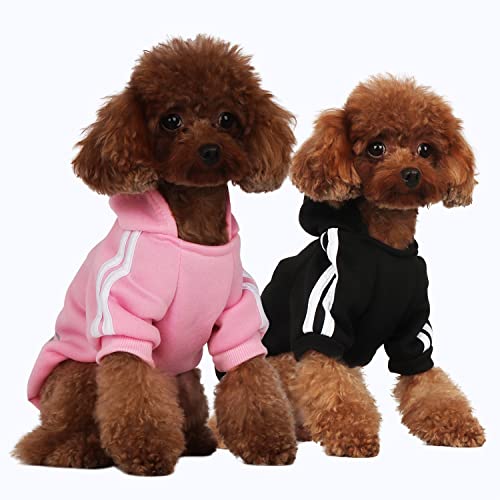 Mode Hund Hoodie Hundekleidung Streetwear Reine Baumwolle Sweatshirt Hund Katze Welpe klein mittelgroß Mode Outfit (Schwarz/Rosa, L) von PenghaiYunfei