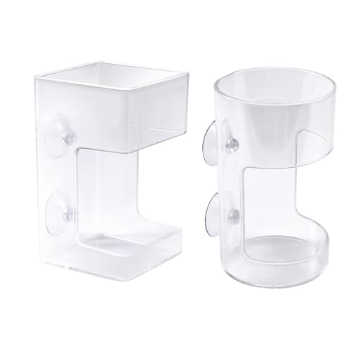 2 St Fischfutterspender für Aquarien, Transparente Fischbehälterschale mit Saugnapf Schwimmend und Sinkend Futterbehälterhalter-Spender zur Fütterung von Garnelen (Kreisförmig und Quadratisch) von Penitue