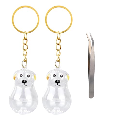 2stk Schlüsselanhänger zum Sammeln von Hundehaaren, Tragbare Aufbewahrungsflasche für Tierhaare mit Pinzette Erinnerungsstück für Hundebesitzer Bewahren von Fellerinnerungen (Transparent) von Penitue