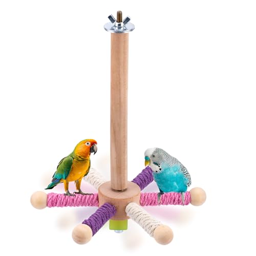 Rotierendes Vogelsitzstangenspielzeug, Interaktiv Papageienständer aus Holz Schaukel Übung Kletterplattform Käfigzubehör für Sittiche Nymphensittiche Conures Unzertrennliche Wellensittiche Rotierendes Vogelsitzstangenspielzeug, Interaktiv Papageienständer aus Holz Schaukel Übung Kletterplattform Käfigzubehör für Sittiche Nymphensittiche Conures Unzertrennliche Wellensittiche von Penitue