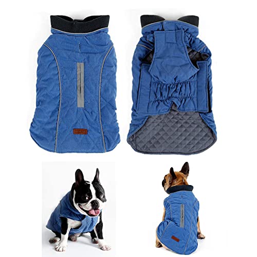 Penivo 6 Farben Haustier Jacke Hundebekleidung Wasserabweisend Winter Warme Kleidung Weste Reversible Winterjacken Mäntel für Kleine Mittelgroße Hund (S, Blau) von Penivo