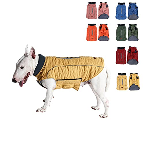 Penivo Winter Hundemantel 6 Farben Haustier Jacke Hundekleidung Wasserabweisend Reflektierend Winter Warm Kleidung Weste Reversible Kleidung für kleine mittlere Hunde (XXXL, Gelb) von Penivo