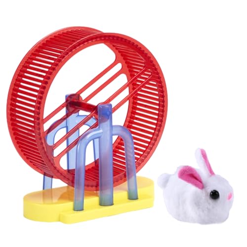 Penlimly Elektronisches Haustier | Elektronisches Hamster Spielzeug - Interaktive Simulation Plüsch Kaninchen Modell Mit Ständer Laufrad Und Spiel,Für Katze Kinder Spieltisch Zuhause Indoor von Penlimly