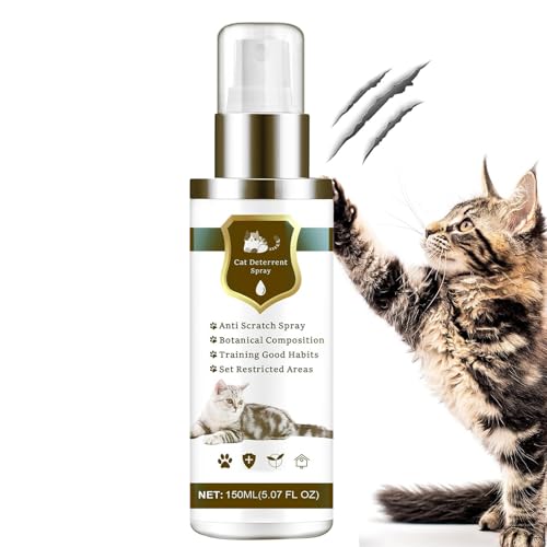 Penlimly Kratzfestes Spray für Katzen, 150 ml, natürlich sicher, Katzentrainingsspray, zum Schutz von Sofas, Teppichen, Haus, Garten, Rasen, Terrasse, Hinterhof, Balkon, Weg, Hof, Pool, Terrasse von Penlimly