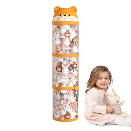 Penlimly Plüschtier Halter | Plüschtier Aufbewahrung Organizer Turm | Großer durchsichtiger Turm mit Rädern, Stofftierhalter Röhre zur Raumdekoration für Spielzimmer, Schlafzimmer und von Penlimly