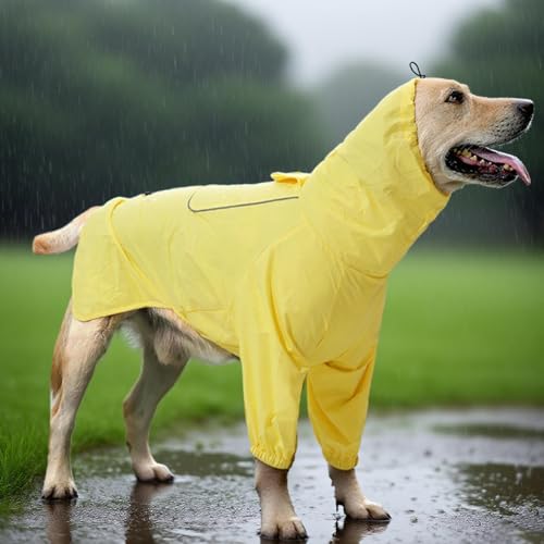 Penlimly Regenmantel Für Hunde | Haustier Schutzbekleidung Mit Zughaken-Öffnung Und Reflexstreifen,Einstellbarer Poncho Für Ausflüge Wanderungen Bei Regen Für mittelgroße bis große Hunde von Penlimly