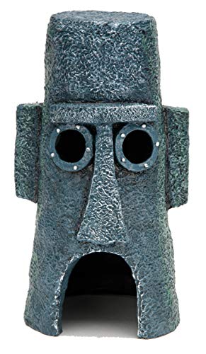 Penn-Plax Aquarium-Dekoration SBR46, offizielles Lizenzprodukt, Nickelodeon Spongebob – Squidward's Osterinsel-Zuhause – farbige Dekoration 20,3 cm von Penn-Plax