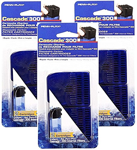 Penn Plax Cascade 300 Filter mit interne Ersatz Kartusche, insgesamt 6 Patronen (3 Packungen mit 2 Patronen Pro Pack) von Penn Plax