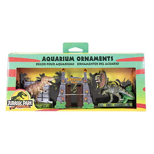 Penn-Plax Jurassic Park Aquarium-Ornament-Set, offiziell lizenziert, 3-teilig, inkl. T-Rex-Parktor und Dilophosaurus-Dekorationen, klein Penn-Plax Jurassic Park Aquarium-Ornament-Set, offiziell lizenziert, 3-teilig, inkl. T-Rex-Parktor und Dilophosaurus-Dekorationen, klein von Penn-Plax